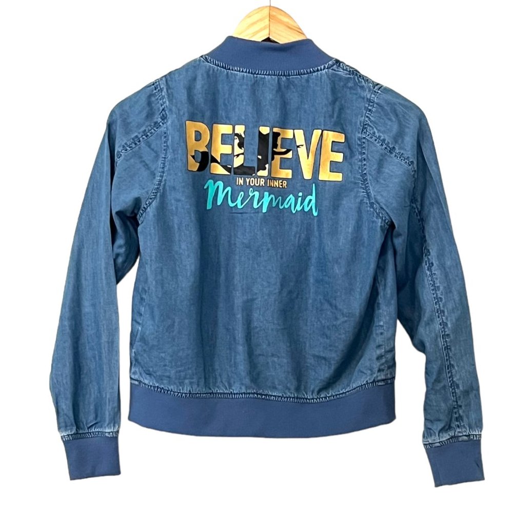 OH My Disney Girl's Blue Denim Jacket Full Zip Sequins Shell Size S - Picture 2 of 10